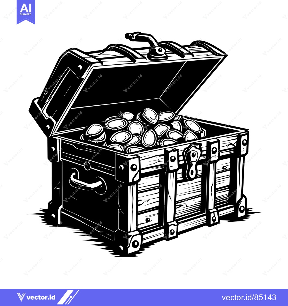 Premium Vector of Open Wooden Chest Filled with Gold Coins