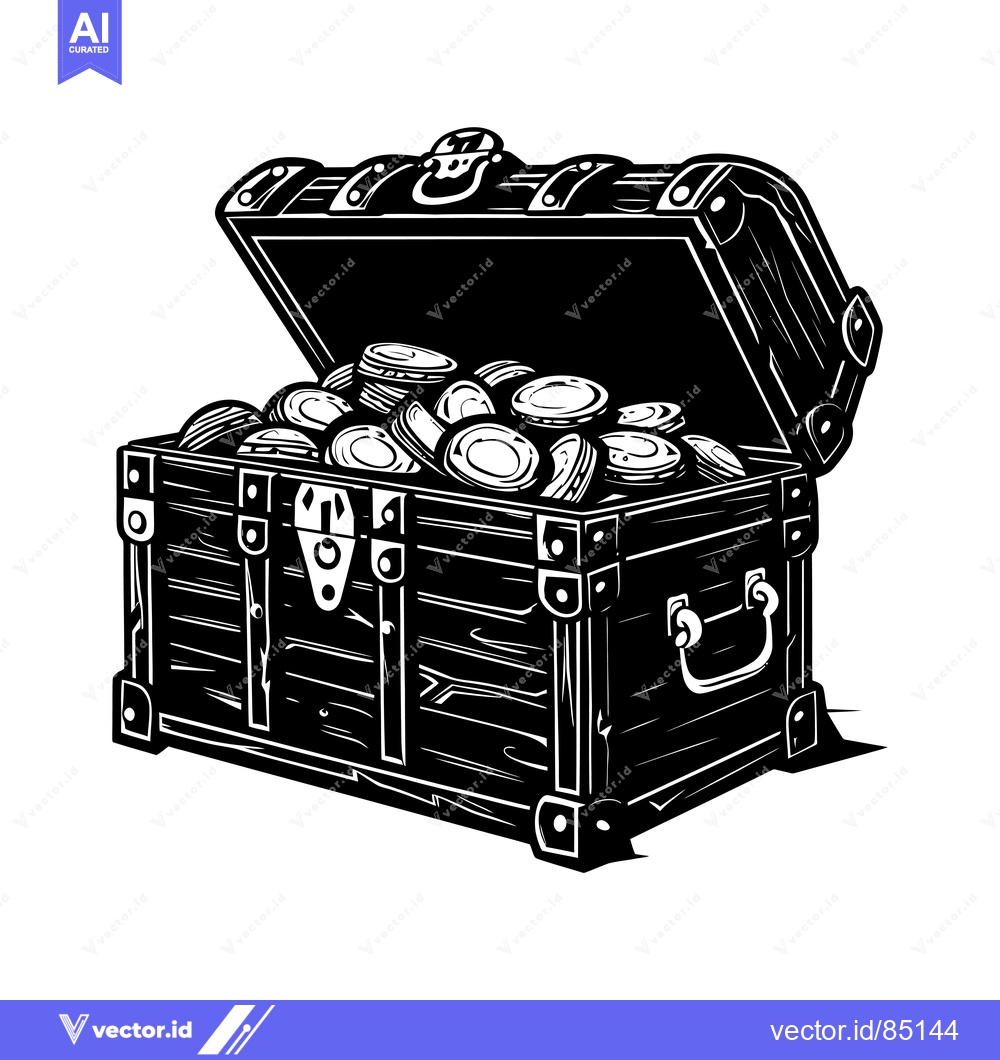 Premium Vector of Open Wooden Chest Full of Gold Coins