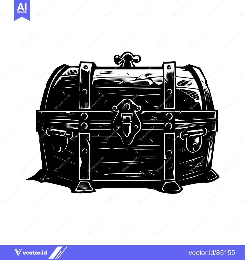 Premium Vector of A Vintage Wooden Treasure Chest with Metal Hardware