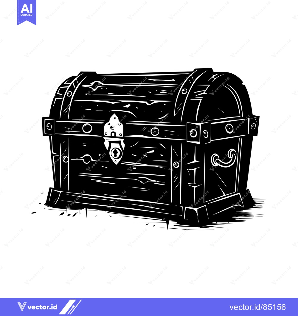 Premium Vector of A Closed Wooden Chest with Metal Hardware