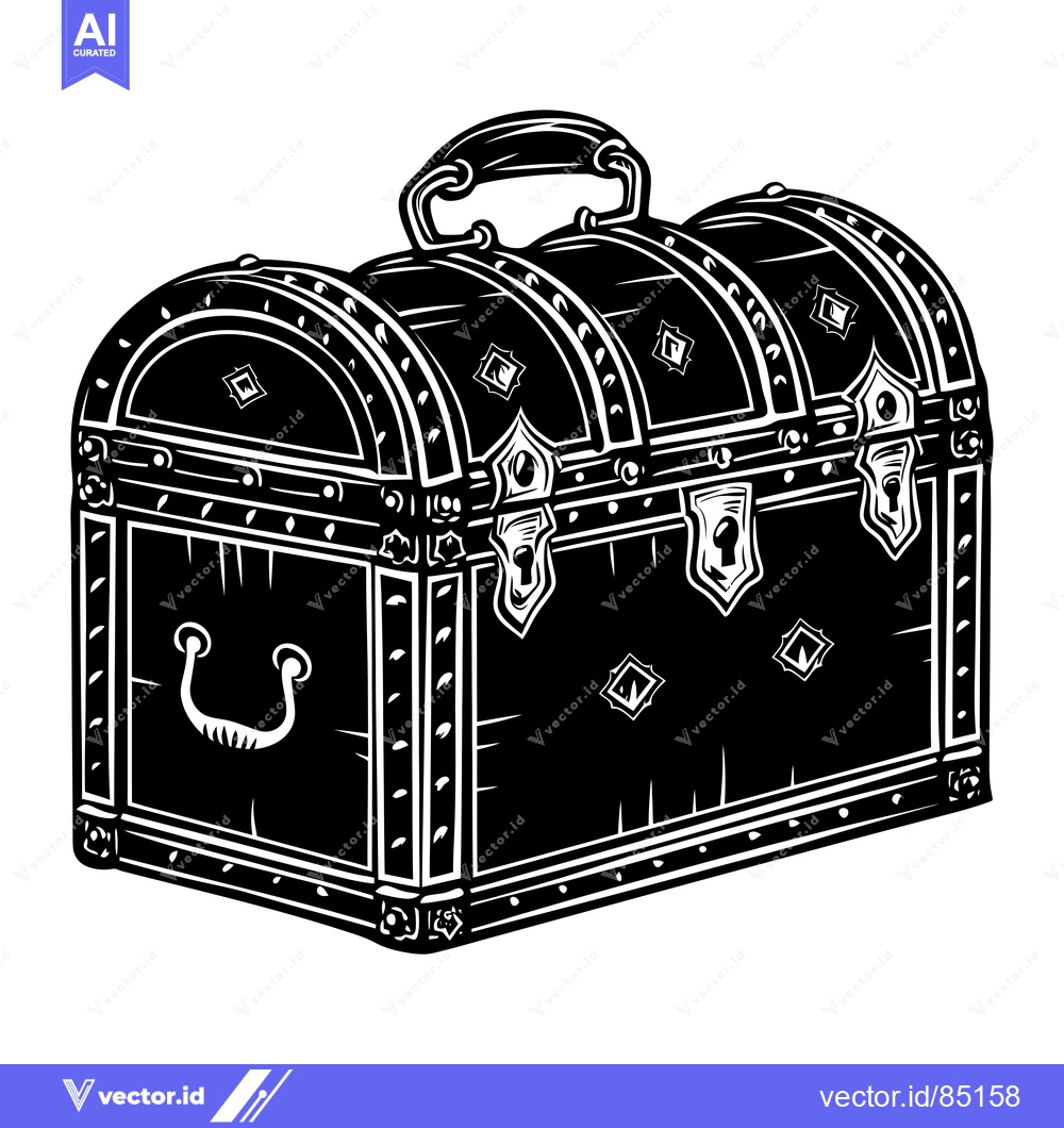 Premium Vector dari Ornate Wooden Chest with Metal Accents and Two Locks