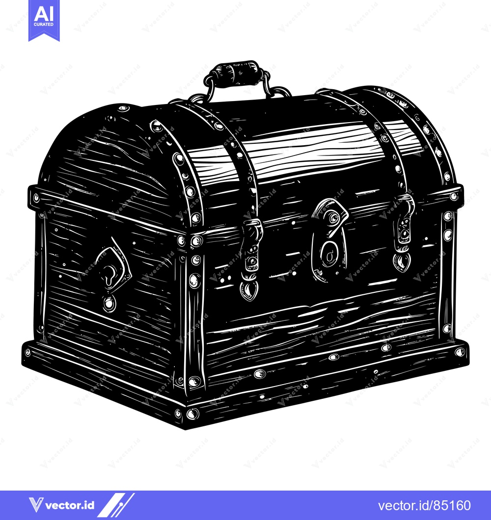 Premium Vector dari Closed Wooden Chest with Metal Clasps and Hinges