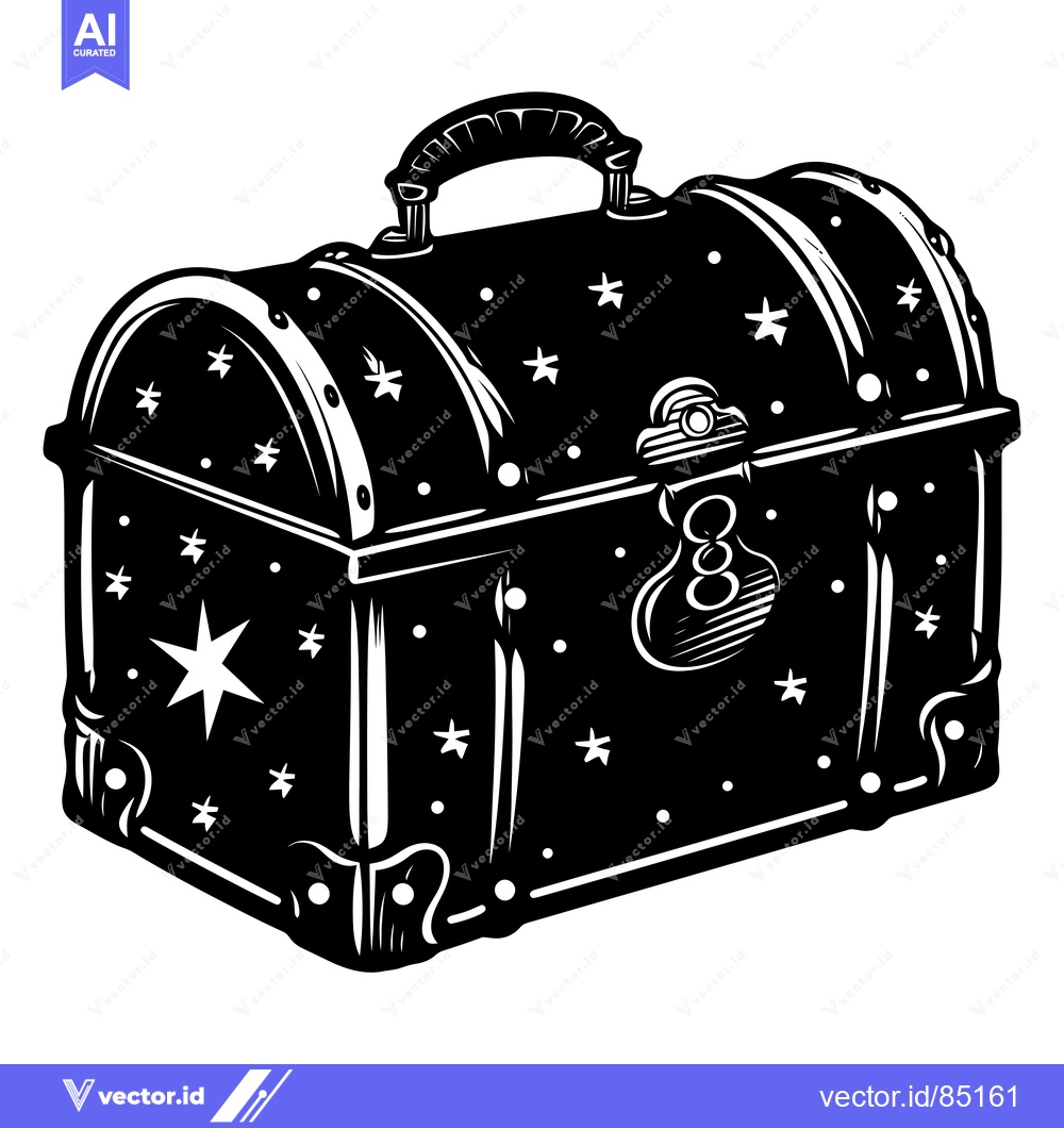 Premium Vector dari A Closed Treasure Chest with a Starry Design