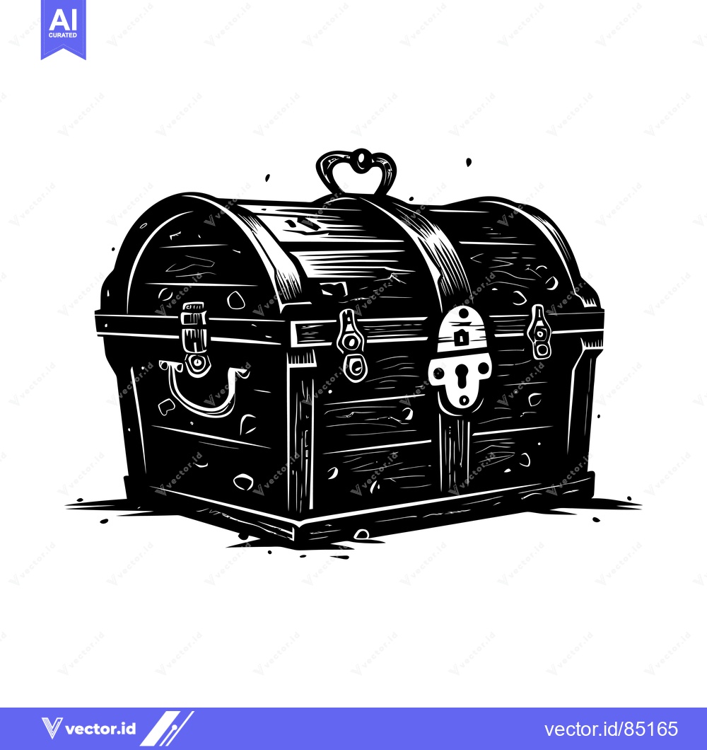 Premium Vector of A Closed Wooden Treasure Chest with Metal Accents