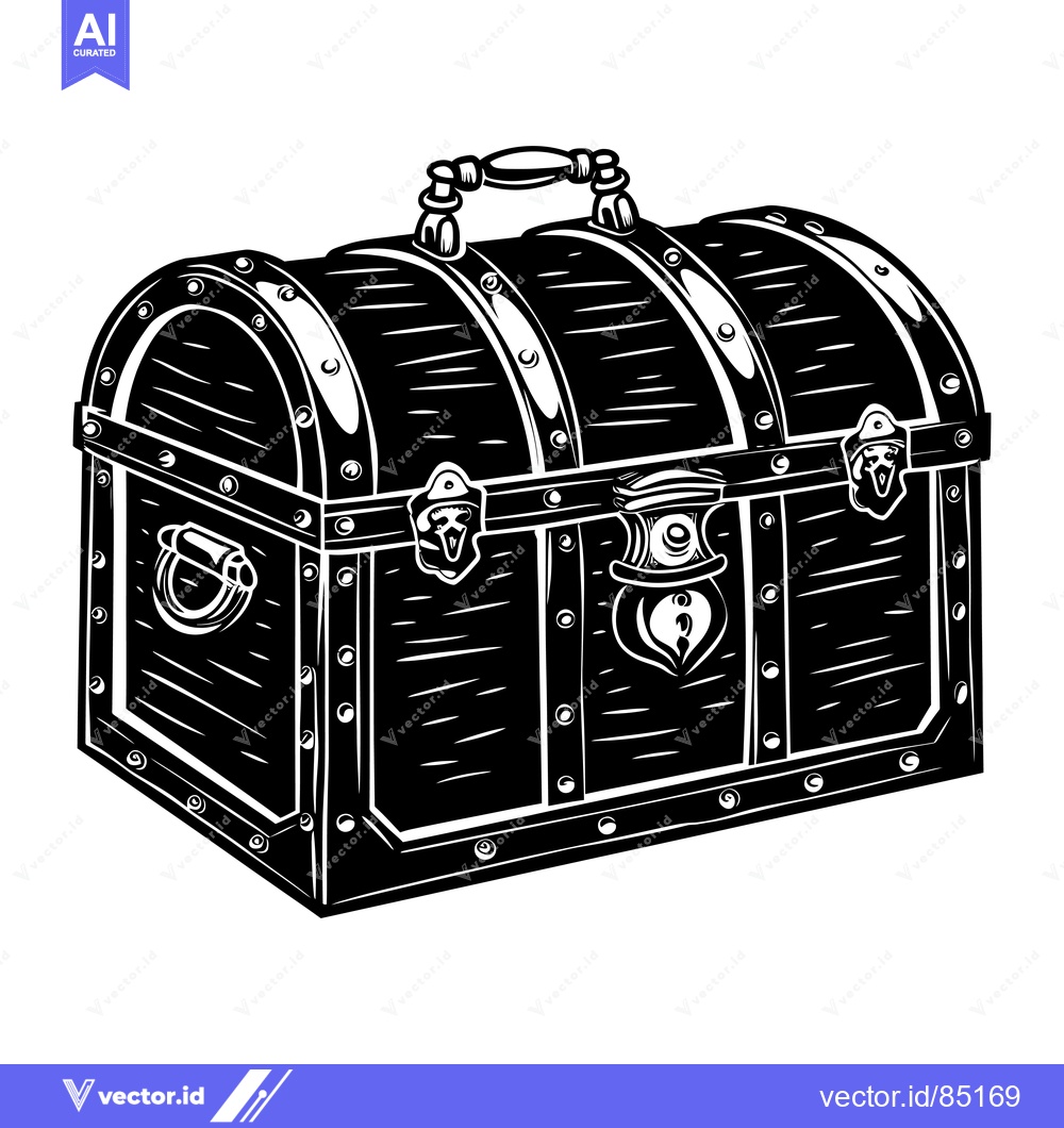 Premium Vector dari Wooden Chest with Metal Accents and Hinges