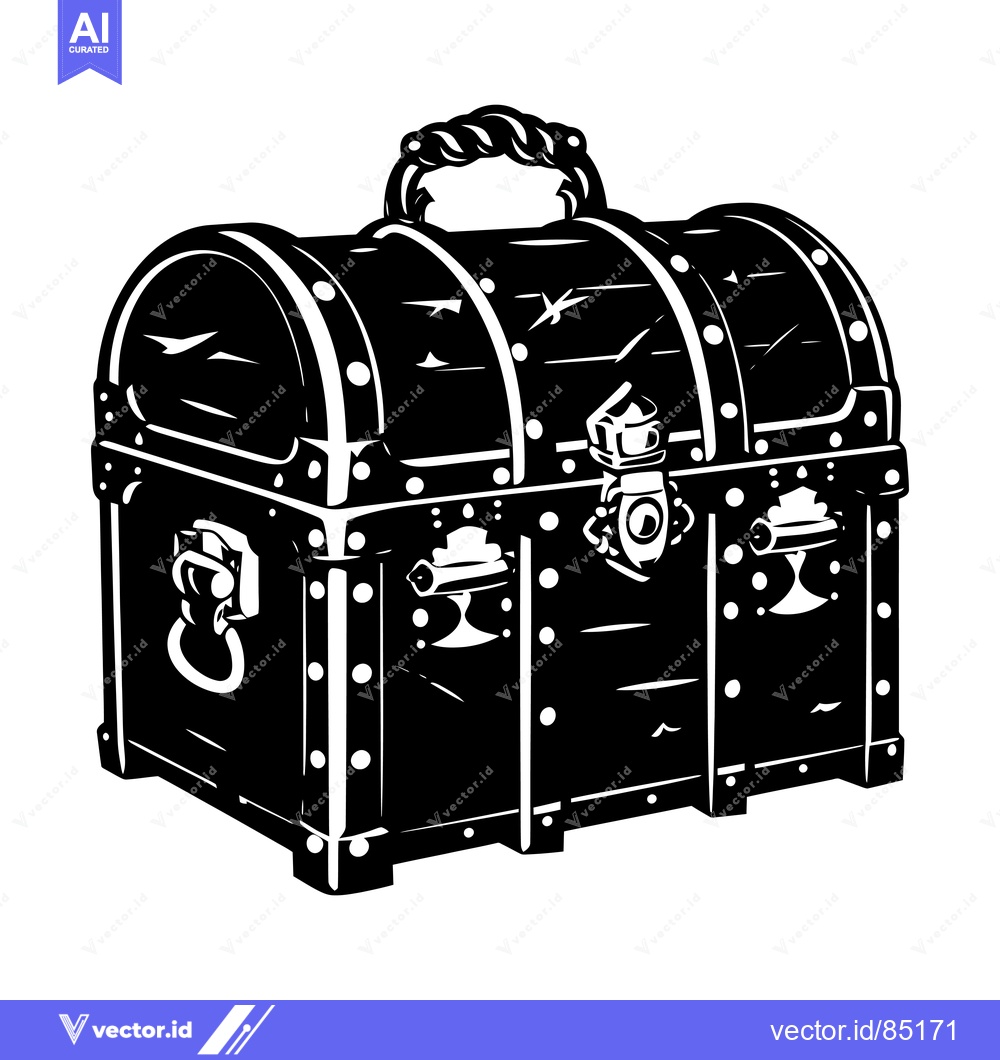Premium Vector dari Black and White Silhouette of a Closed Wooden Chest