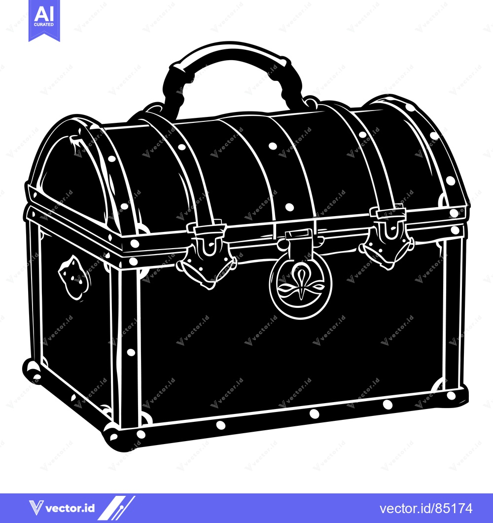 Premium Vector of A closed, wooden treasure chest with a handle and a lock