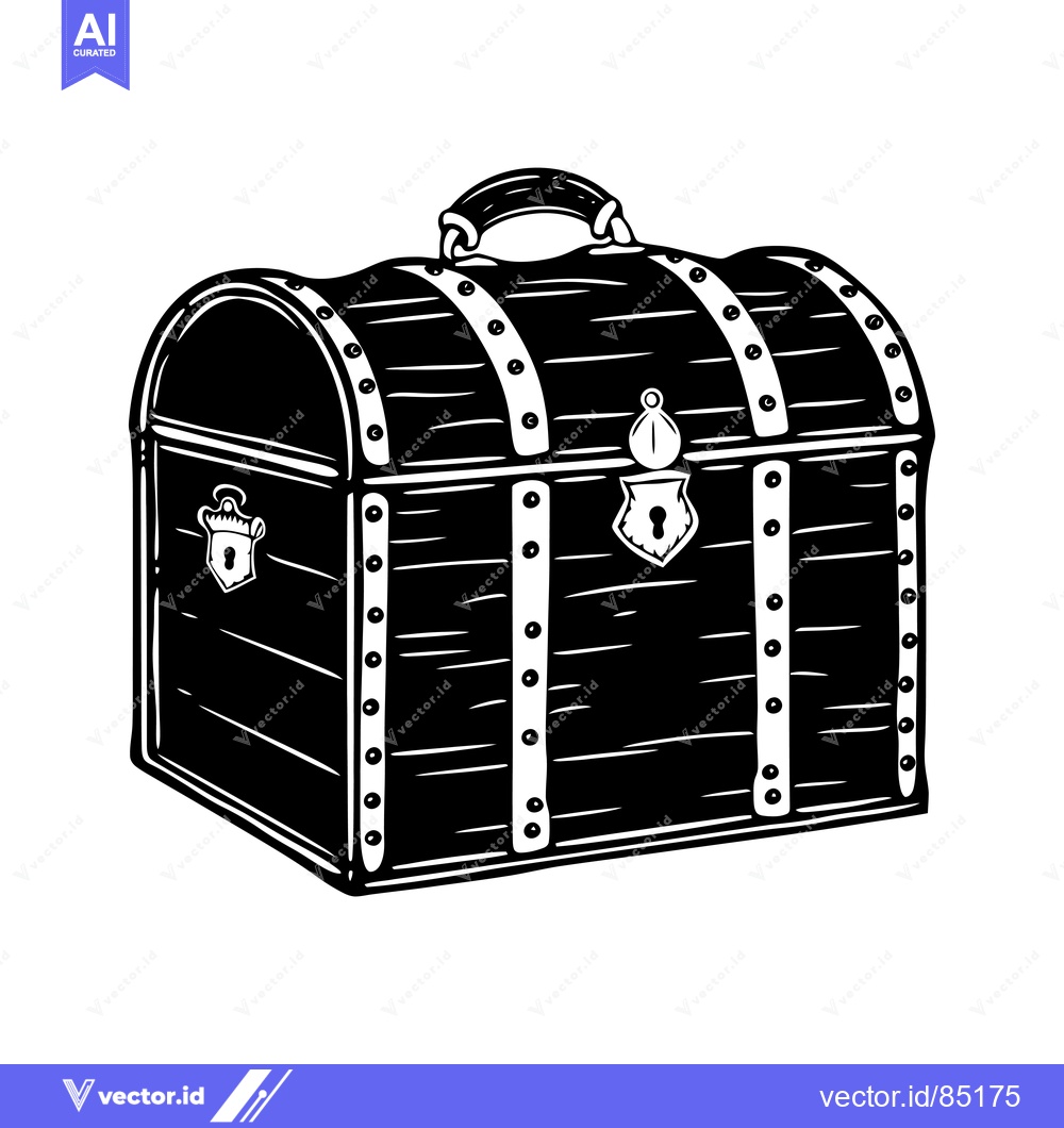 Premium Vector dari Closed Wooden Treasure Chest with Metal Accents