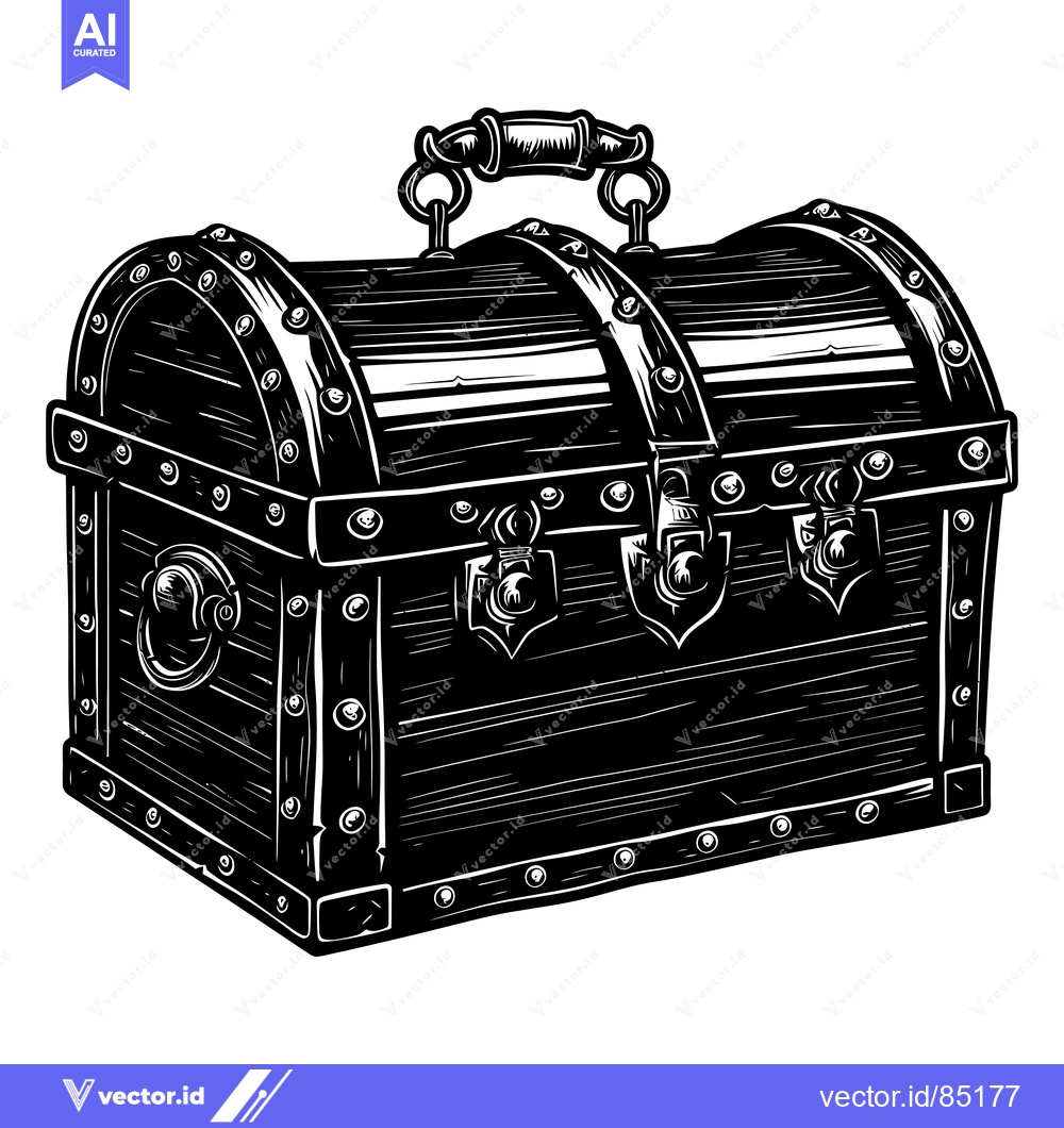 Premium Vector of A Closed Wooden Chest with Metal Accents and Hinges