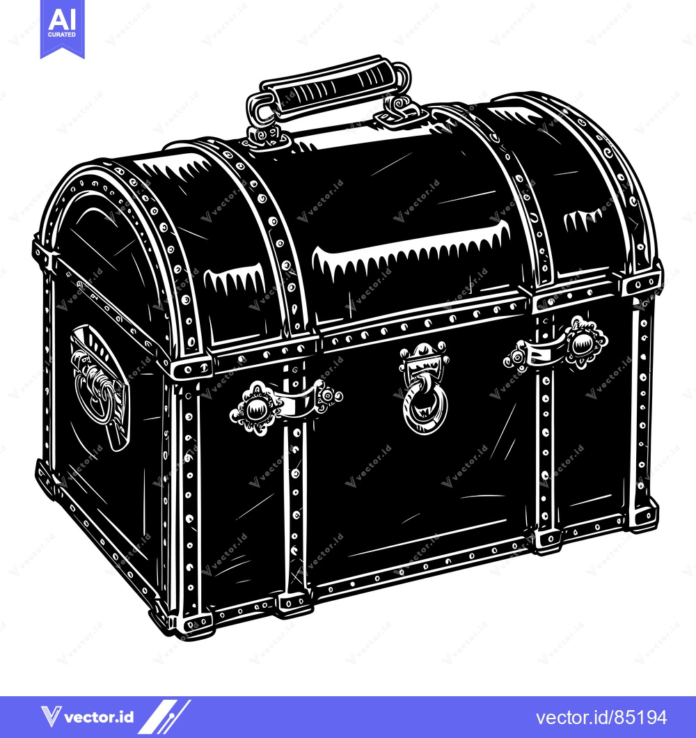 Premium Vector of Antique Wooden Chest With Ornate Metal Accents