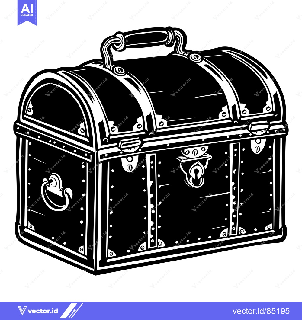 Premium Vector dari Vintage Wooden Chest with Ornate Metal Hardware