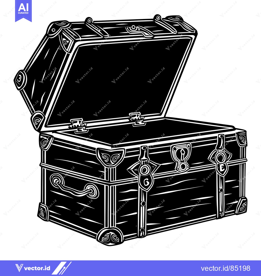 Premium Vector dari Open Wooden Chest With Intricate Details