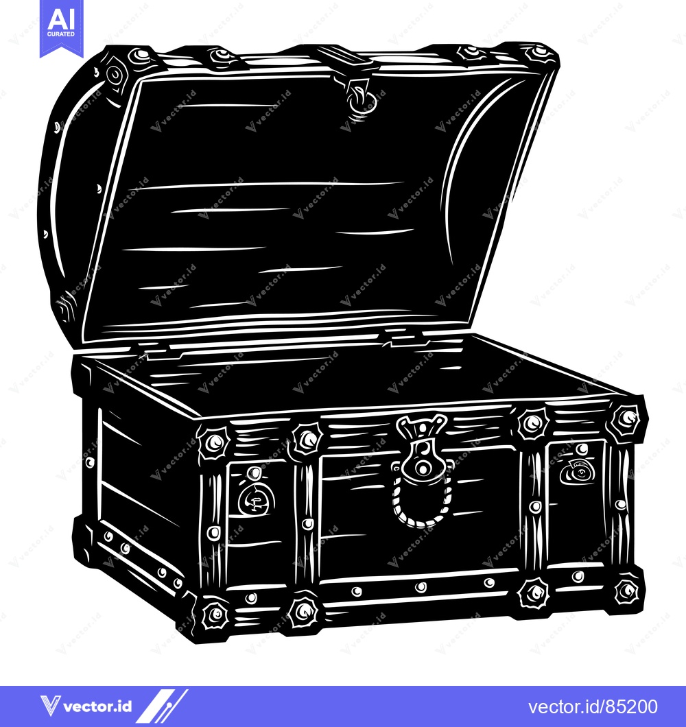 Premium Vector of Open Antique Wooden Chest with Metal Accents