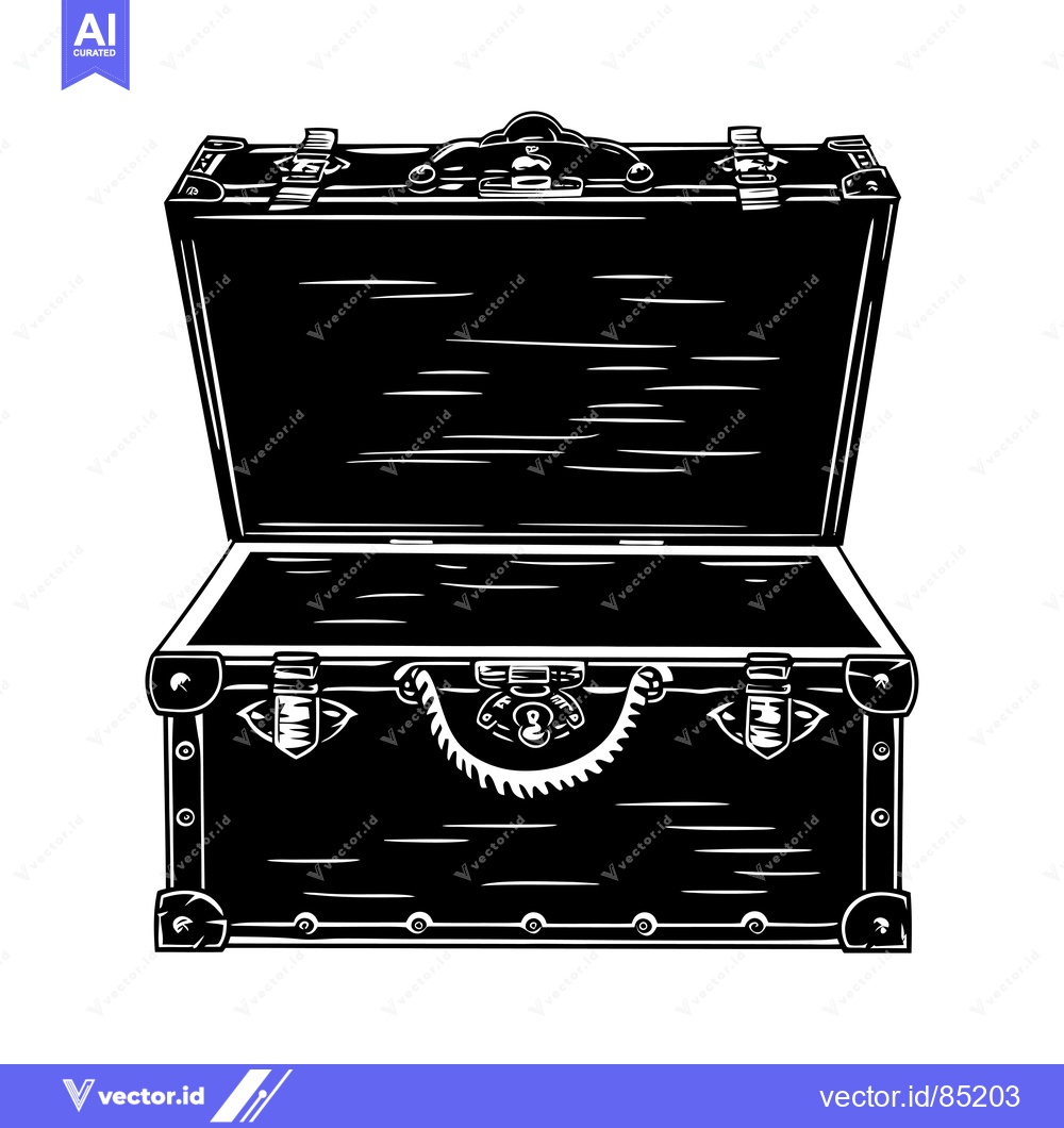 Premium Vector of Open Wooden Chest with Metal Clasps and a Lock