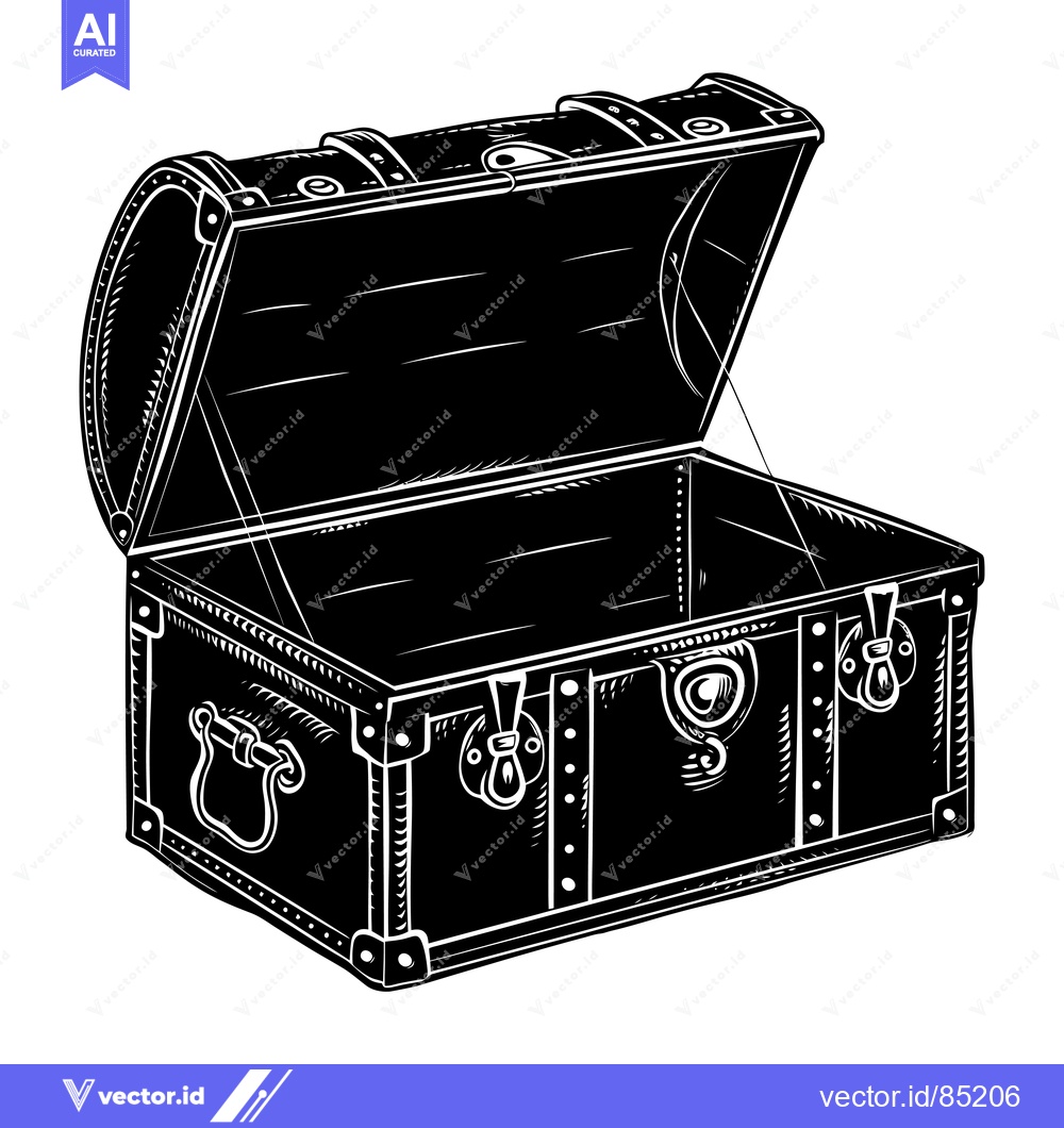 Premium Vector dari Open Wooden Chest with Metal Hardware