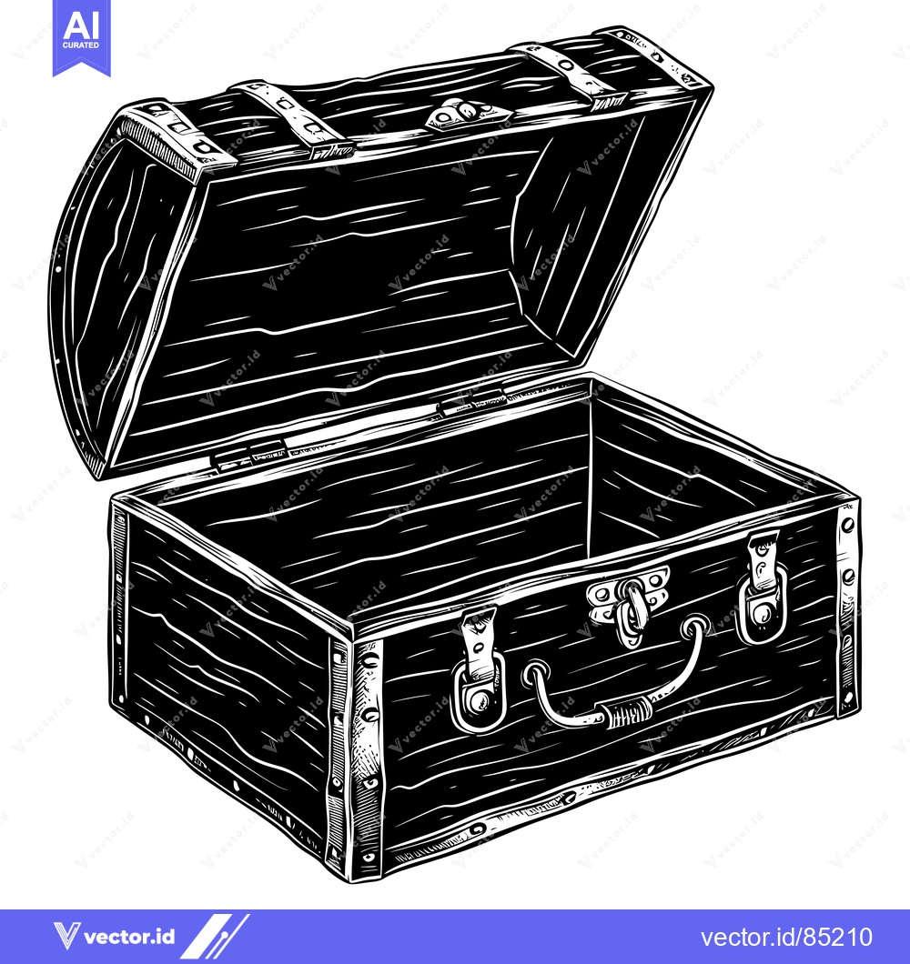 Premium Vector of Open Wooden Chest with Metal Accents and Hinges