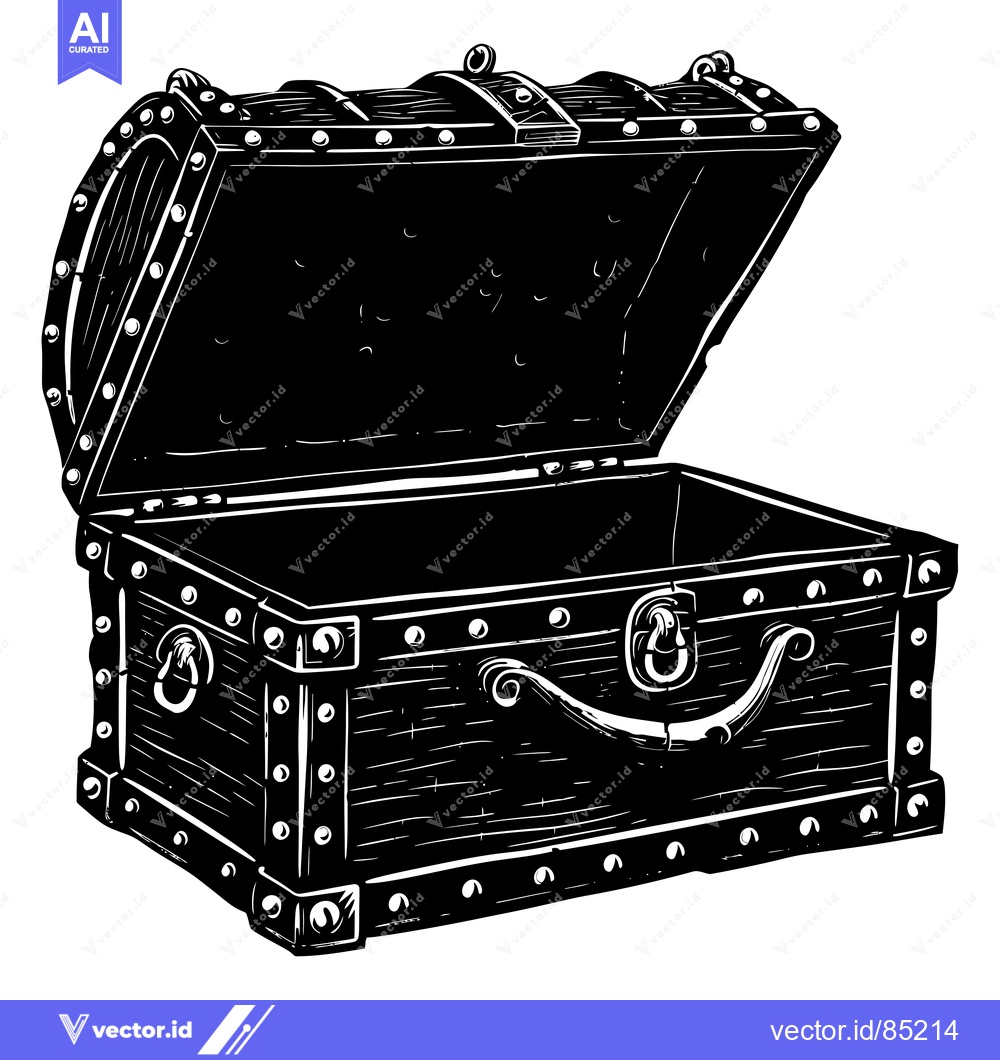 Premium Vector of Open Wooden Treasure Chest with Metal Accents