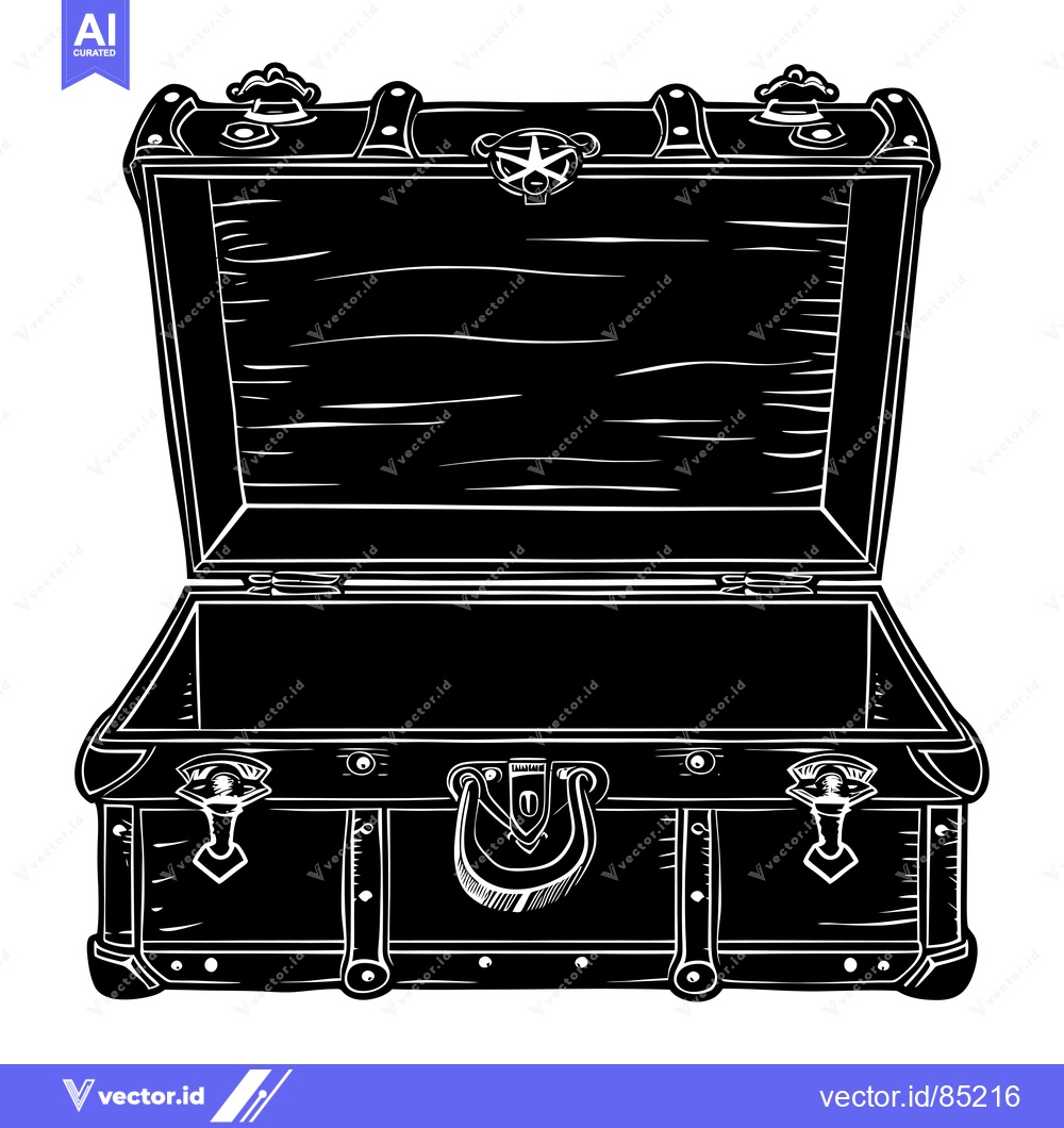Premium Vector dari Open Wooden Chest with Ornate Hardware
