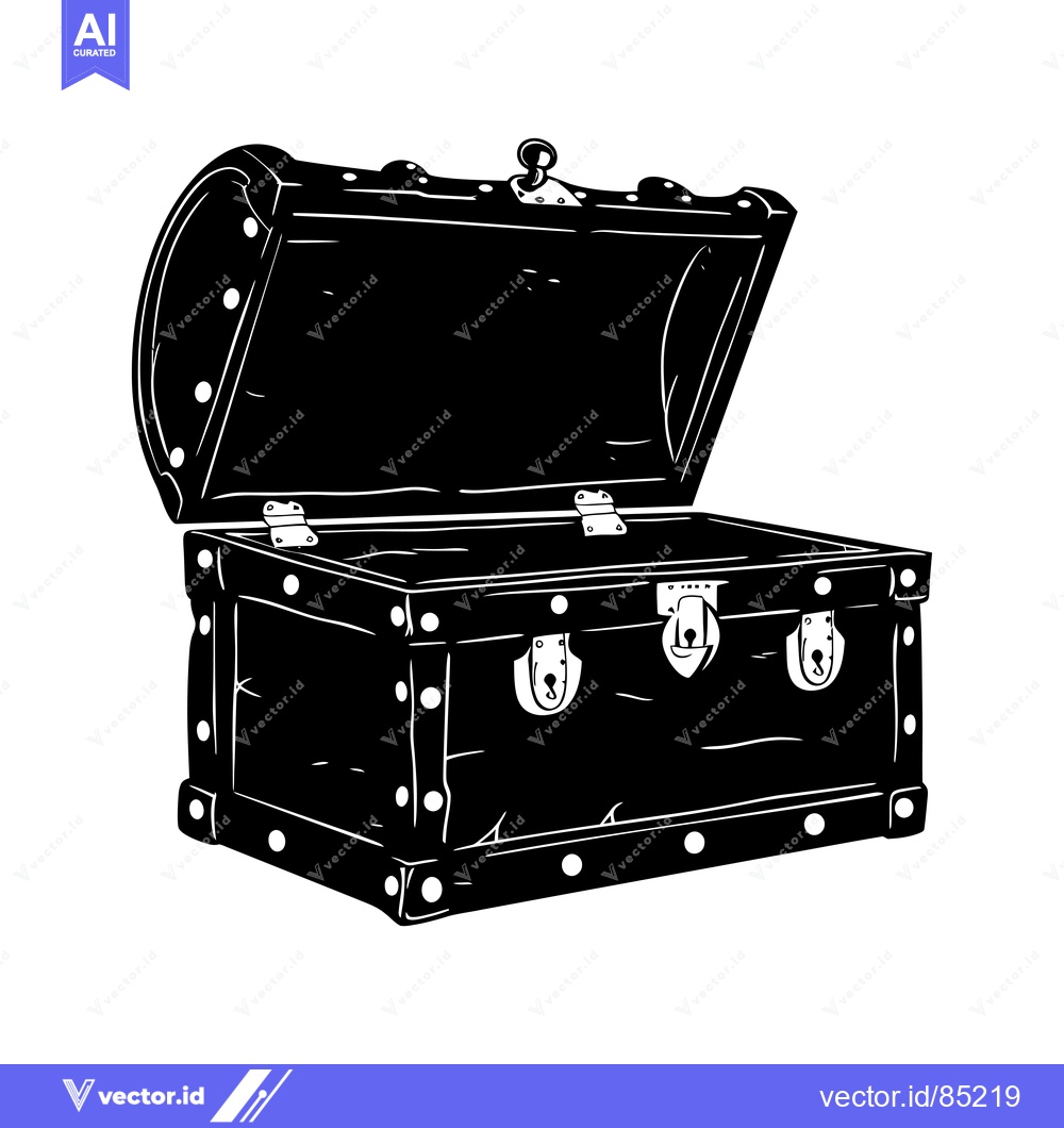 Premium Vector dari A Silhouette of an Open Wooden Treasure Chest