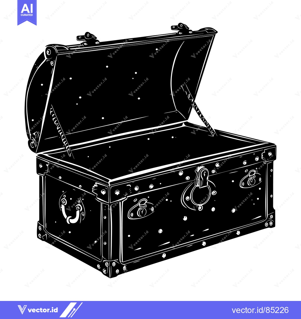 Premium Vector of Open Antique Chest With Ornate Hinges and Hardware