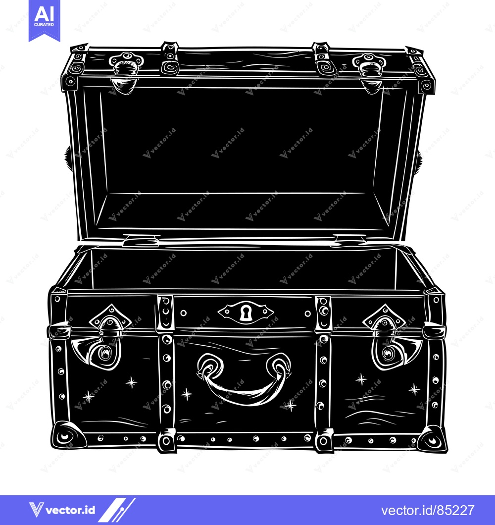 Premium Vector dari An Open Wooden Chest with Metal Accents and a Keyhole
