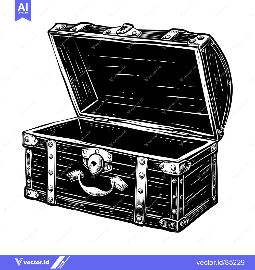 Premium Vector of Open Wooden Chest with Metal Accents and Hinges