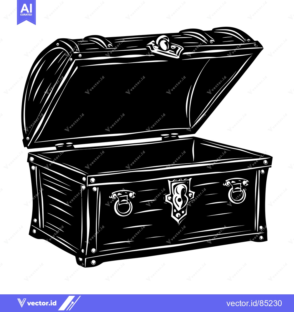 Premium Vector dari Open Wooden Chest with Metal Hardware
