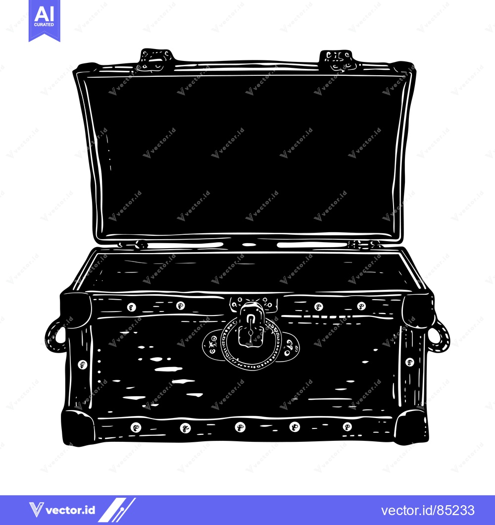 Premium Vector dari An Open Wooden Chest with a Metal Lock and Hinges