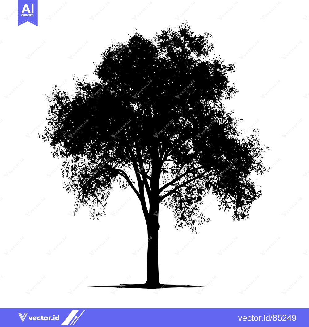 Premium Vector dari Black Silhouette of a Large Tree with Spreading Branches