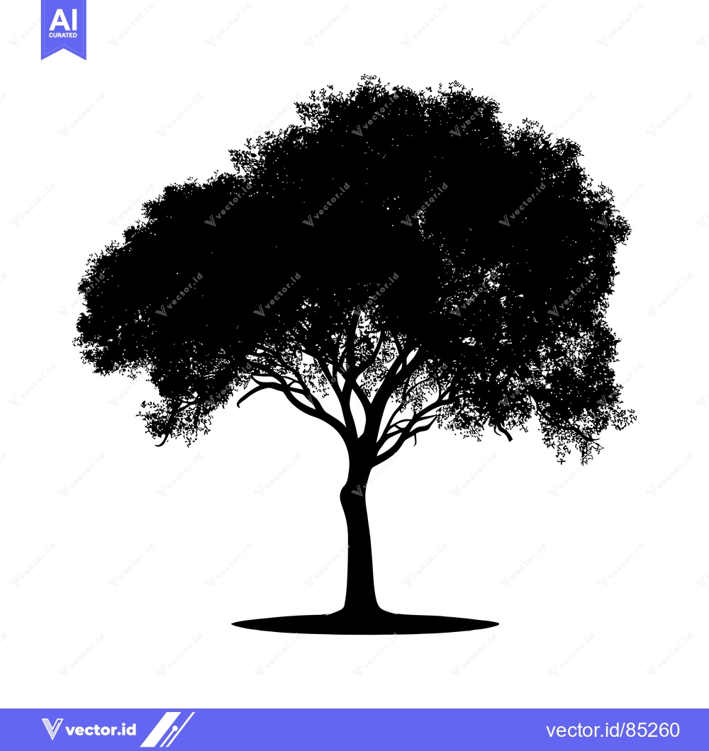 Premium Vector dari A Silhouette of a Single Tree with Spreading Branches