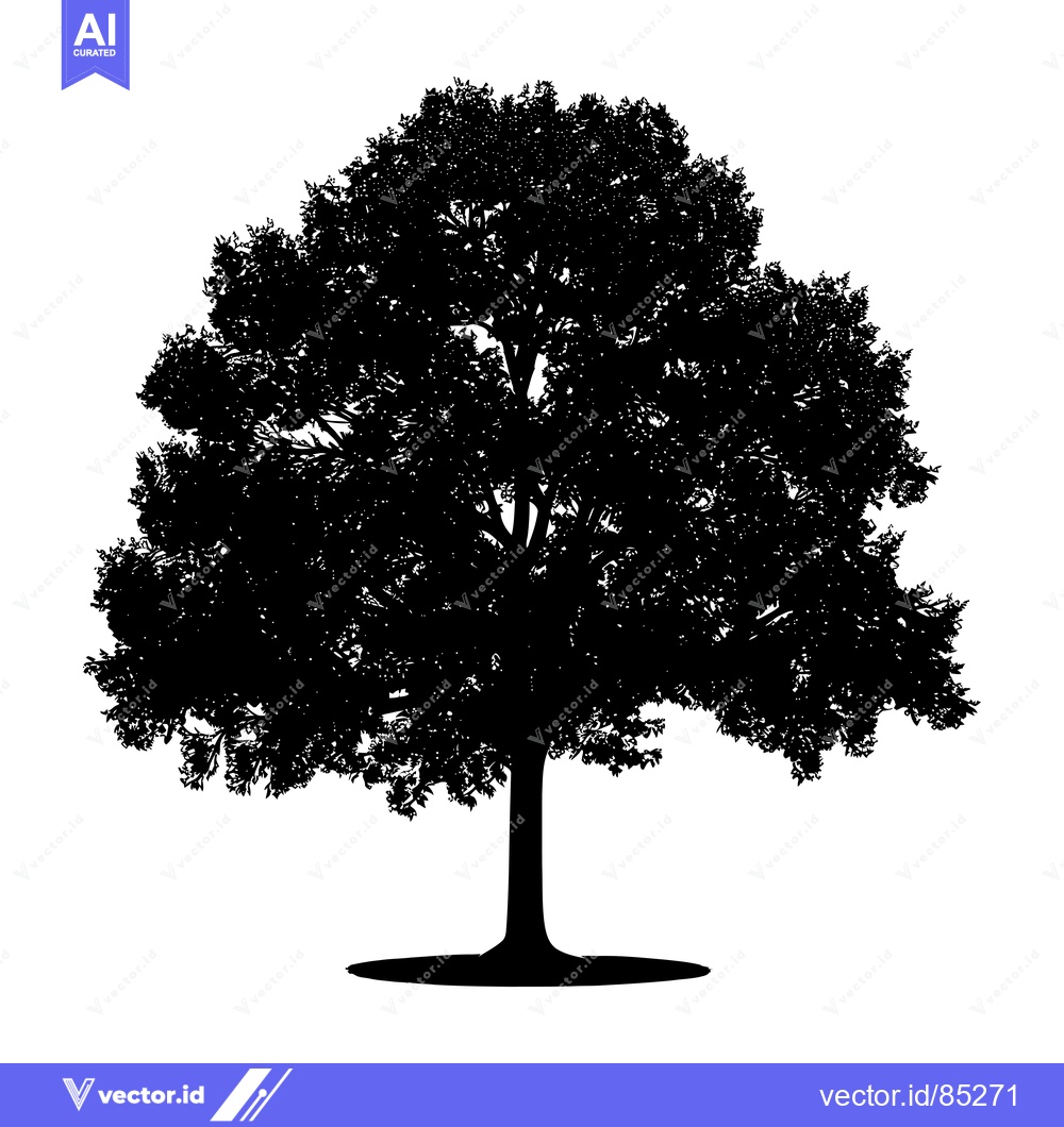 Premium Vector of Silhouette of a Single Tree with Dense Foliage