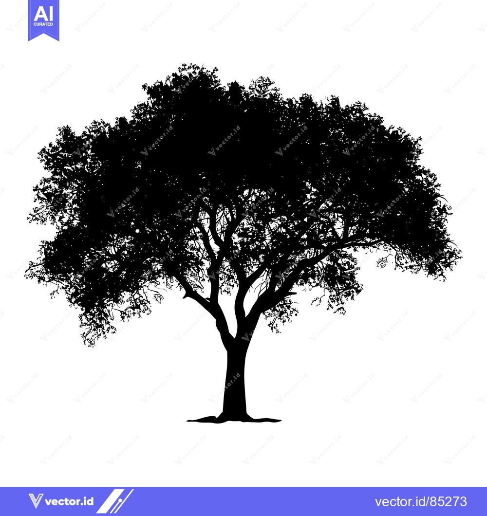Premium Vector of Silhouette of a Large Tree with Extensive Branches