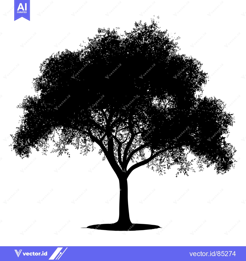 Premium Vector of Silhouette of a Large Tree with Spreading Branches