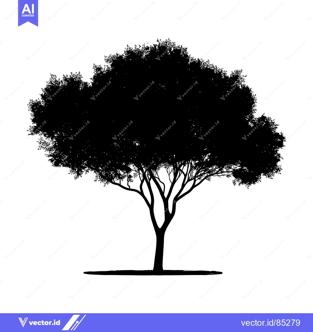Premium Vector of Silhouette of a Large Tree with Spreading Branches