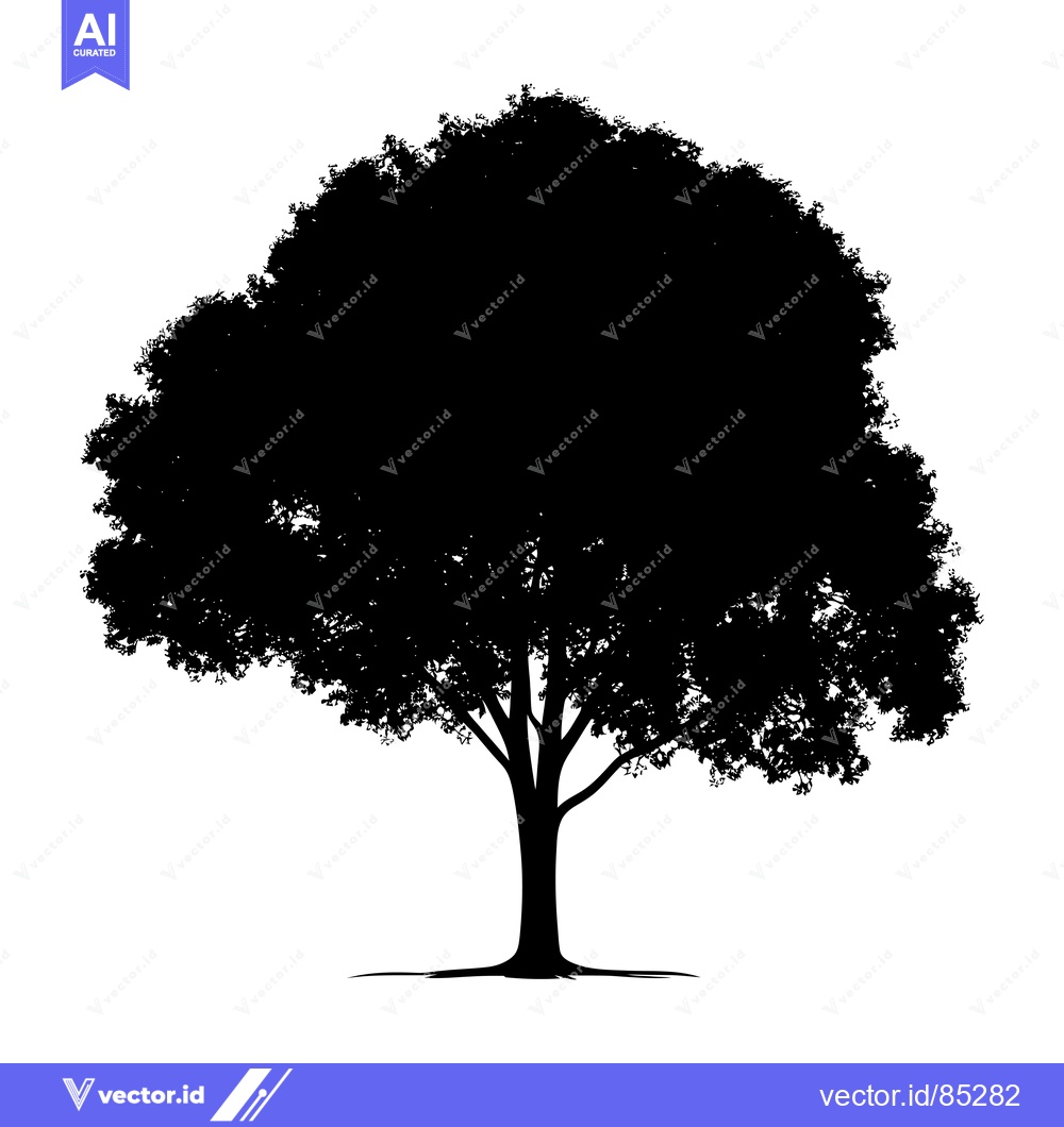Premium Vector of Black Silhouette of a Tree with Branches and Trunk