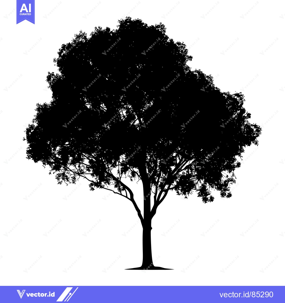 Premium Vector dari Black and White Silhouette of a Tree with Branches and Trunk