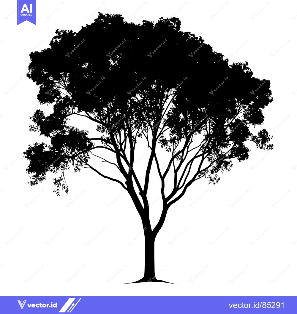 Premium Vector of Silhouette of a Tree with Branches and Leaves