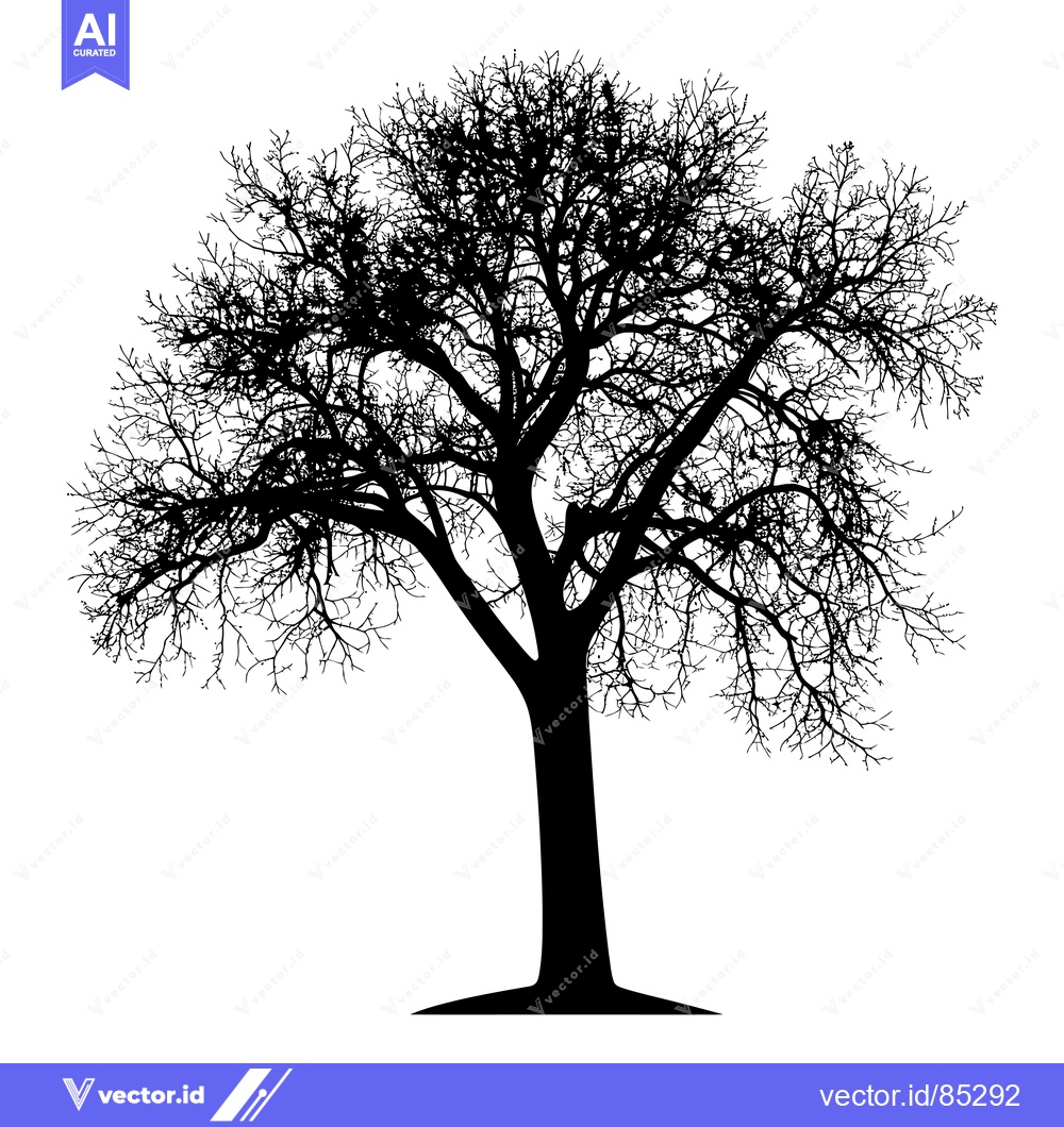 Premium Vector of Silhouette of a Bare Tree with Intricate Branches