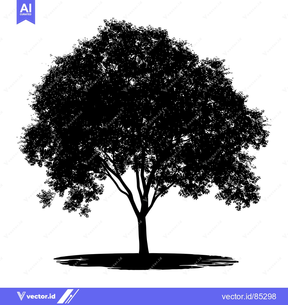 Premium Vector dari Silhouette of a Large Tree with Spread-out Branches