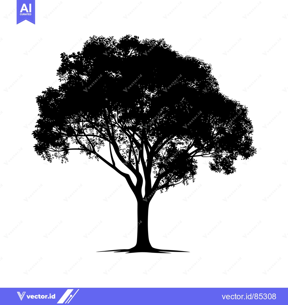 Premium Vector of Black Silhouette of a Tree with Branches and Trunk