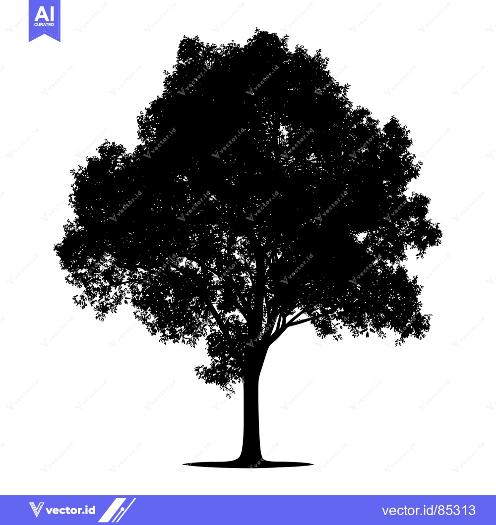 Premium Vector of Black silhouette of a tree with branches and leaves
