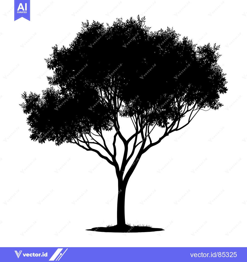 Premium Vector dari Silhouette of a Tree with Lush Foliage and Branches