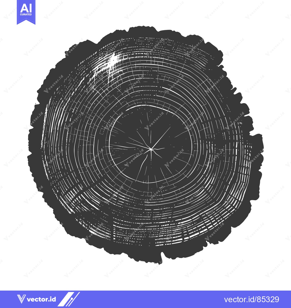 Premium Vector dari Black and White Detailed Illustration of a Tree Trunk Cross Section wi