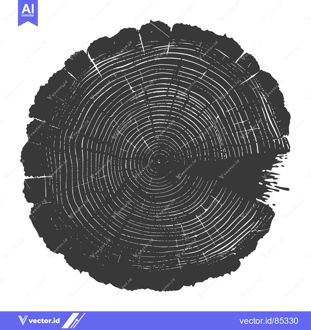 Premium Vector of A Detailed Illustration of a Tree Trunk Cross-Section with Growth Ring