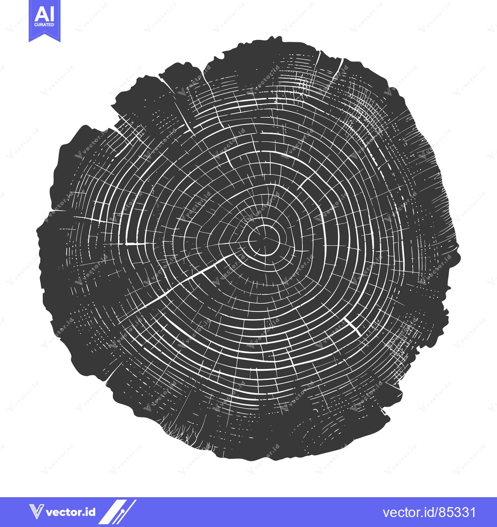 Premium Vector dari Black and White Illustration of a Tree Trunk Cross Section