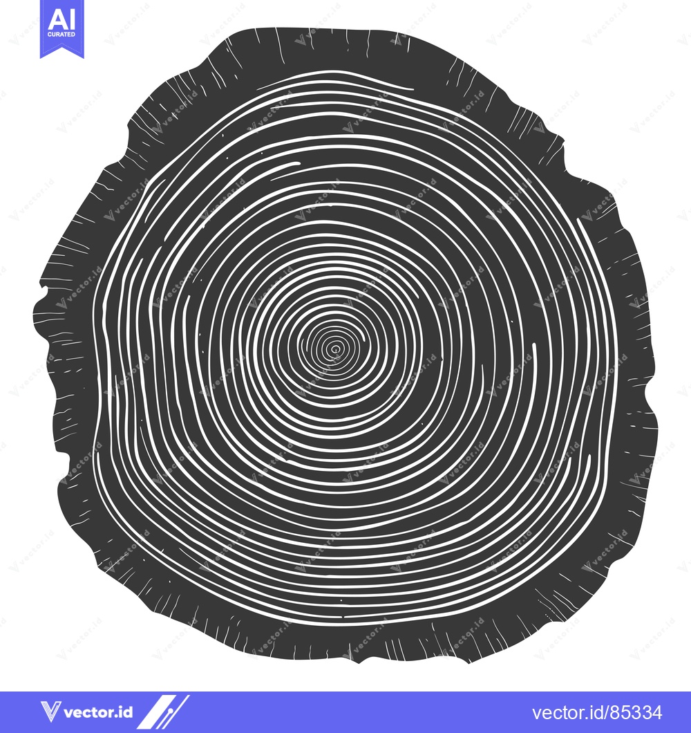 Premium Vector dari Cross Section of a Tree Trunk with Visible Growth Rings