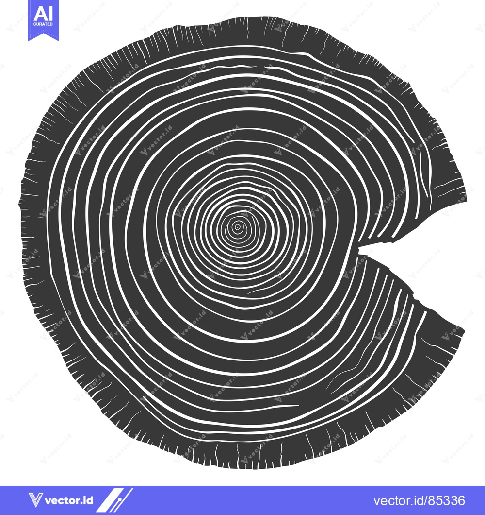 Premium Vector dari Black and White Illustration of a Tree Trunk Cross-Section