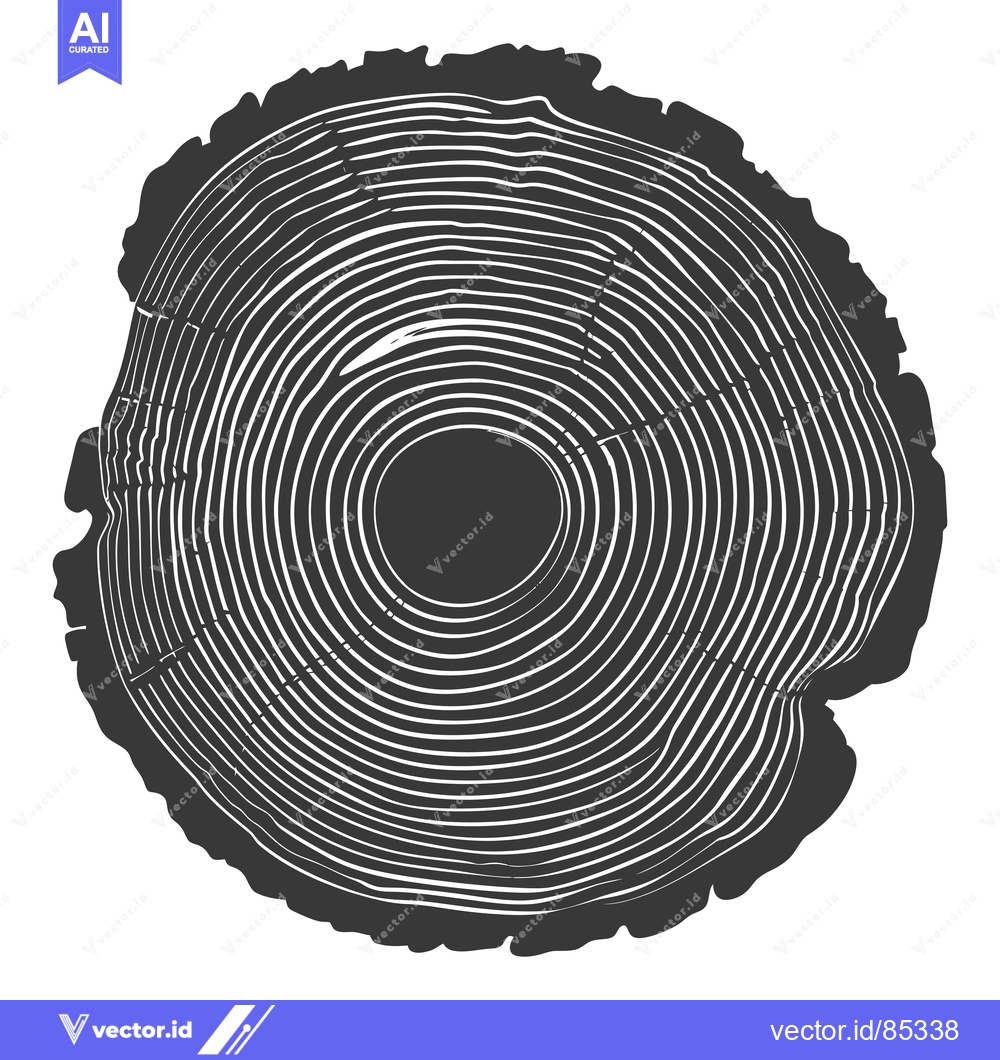 Premium Vector of Black and White Illustration of a Tree Trunk Cross-Section