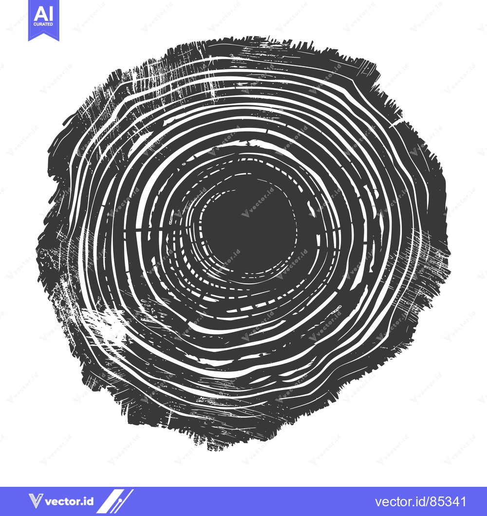 Premium Vector of Black and White Illustration of Tree Rings