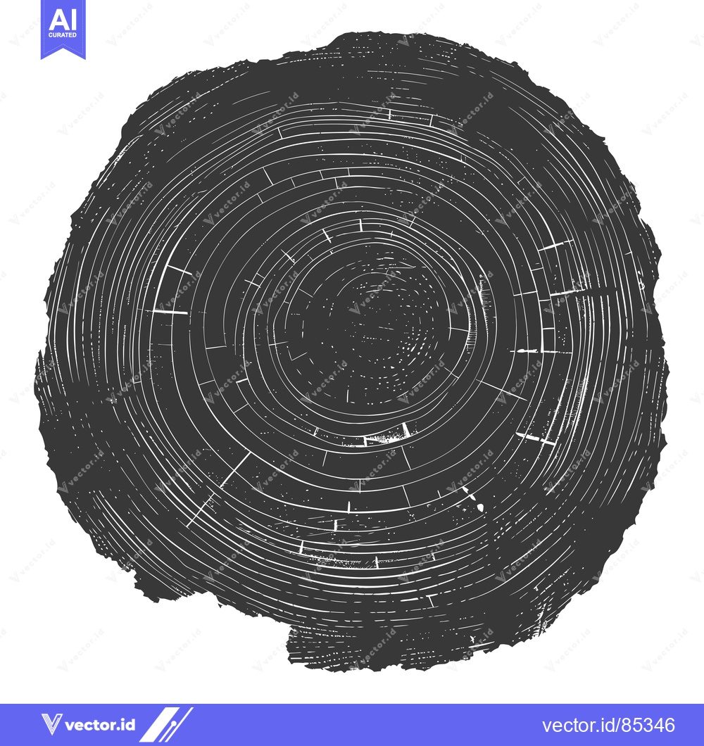 Premium Vector of Detailed Close-up of a Tree Trunk Cross-Section with Visible Growth Ri